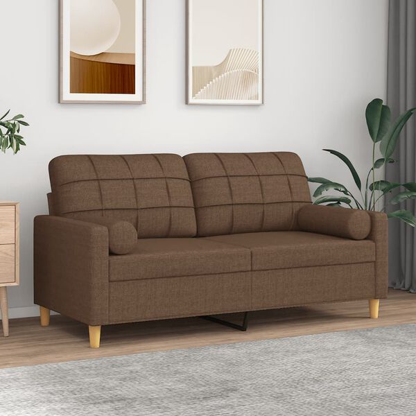 vidaXL 2-personers sofa med pyntepuder 140 cm stof brun