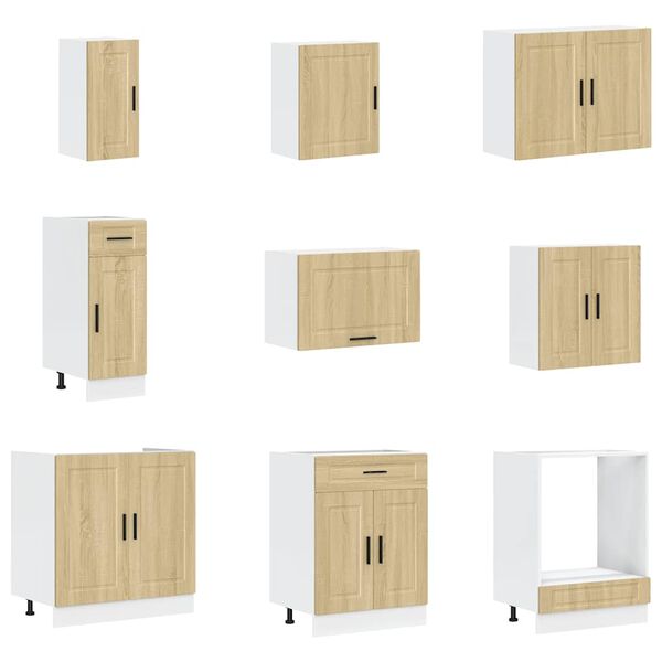 vidaXL k&oslash;kkenskabss&aelig;t Porto 14 dele konstrueret tr&aelig; sonoma-eg