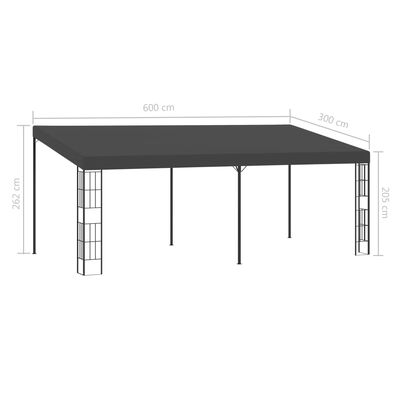 vidaXL vægmonteret pavillon 3x6 m stof antracitgrå