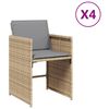 vidaXL havestole 4 stk. med hynder polyrattan blandet beige