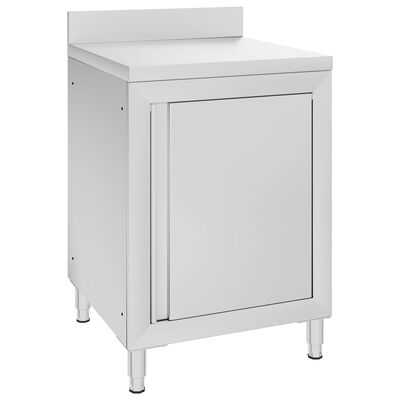 vidaXL kommercielt køkkenbord med skab 60x60x96 cm rustfrit stål
