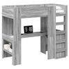 vidaXL Loft Sengestel med Skrivebord med hylde Gr&aring; Sonoma 90 x 190 cm