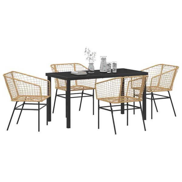 vidaXL Have Spisebordss&aelig;t 5 pcs Brun polyrattan