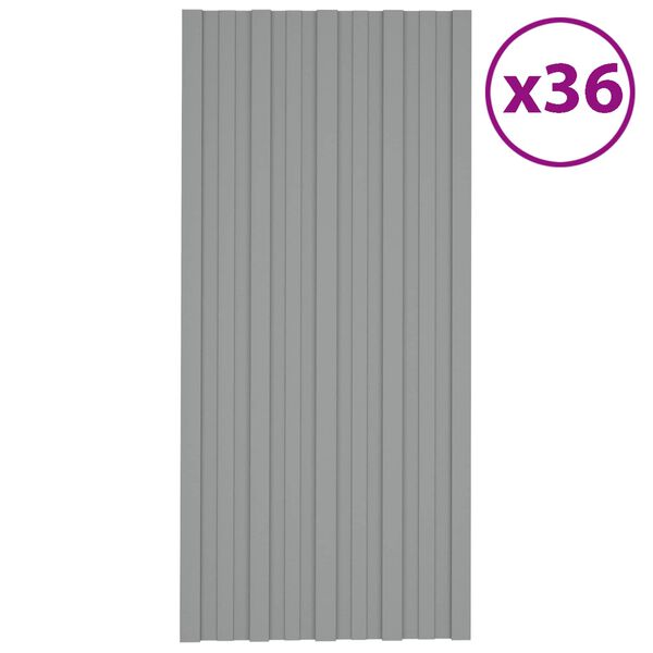 vidaXL Tagpanel 36 pcs Gr&aring; 100 x 45 cm Galvaniseret st&aring;l