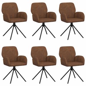 vidaXL Svingende Spisestole 6 stk. Faux Suede L&aelig;der Brun