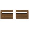 vidaXL sengeborde med LED-lys 2 stk. 60x35x40 cm brun eg