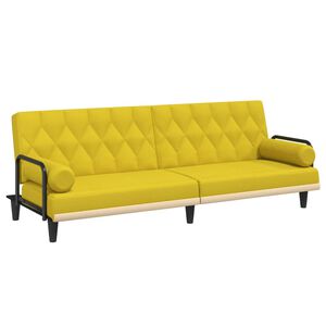 vidaXL sovesofa med arml&aelig;n stof lysegul