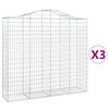 vidaXL buede gabionkurve 3 stk. 200x50x180/200 cm galvaniseret jern