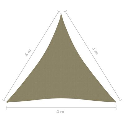 vidaXL solsejl 4x4x4 m oxfordstof trekantet beige