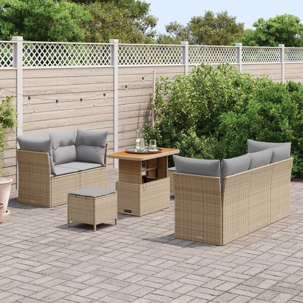 vidaXL Havesofa S&aelig;t 8 pcs Beige polyrattan
