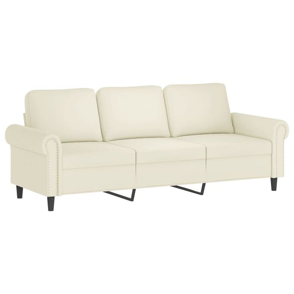 vidaXL 3-personers sofa med pyntepuder 180 cm velour cremefarvet