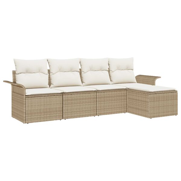 vidaXL Udendørs sofa med pude 5 pcs Beige polyrattan