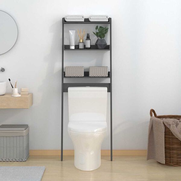 vidaXL toiletstativ 63,5x32x179 cm massivt fyrretr&aelig; gr&aring;