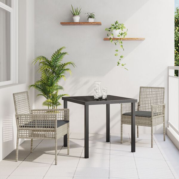 vidaXL Have Stol med pude 2 pcs Lysegr&aring; 55 x 53 x 85 cm polyrattan