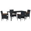 vidaXL Have Spisebordss&aelig;t med pude 5 pcs Sort polyrattan