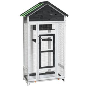 vidaXL fuglebur 91,5x53x170 cm massivt fyrretr&aelig; gr&aring;