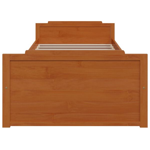 vidaXL sengeramme med skuffer 90x200 cm massivt fyrretræ gyldenbrun