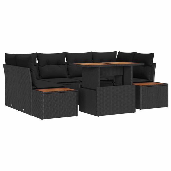 vidaXL Havesofa S&aelig;t med opbevaring 7 pcs Sort Poly rattan