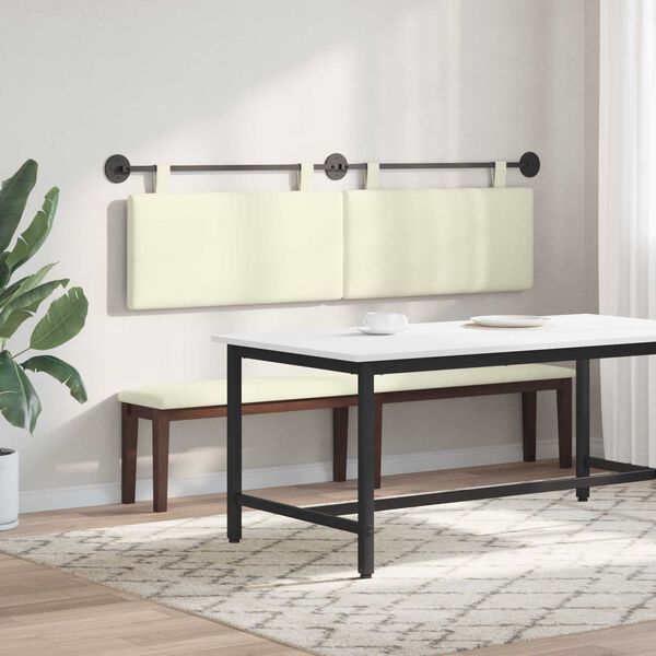 vidaXL H&aelig;ngende Hovedgavl V&aelig;gmonteret Creme 190 x 55 x 5 cm Velourstof