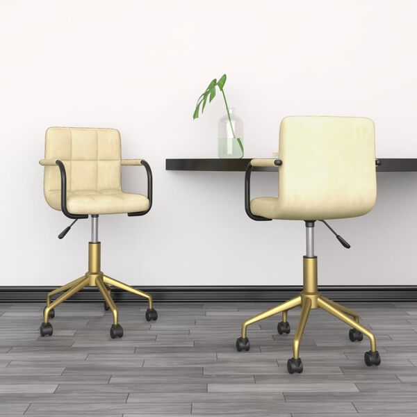 vidaXL drejelige spisebordsstole 2 stk. fl&oslash;jl cremefarvet