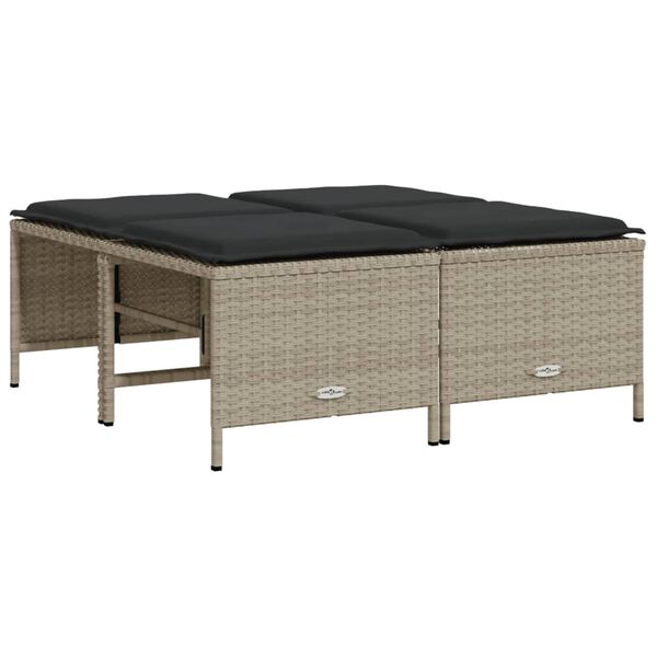 vidaXL sofasæt 5 dele med hynder polyrattan lysegrå