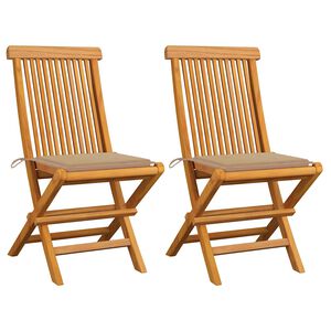 vidaXL havestole med beige hynder 2 stk. massivt teaktr&aelig;