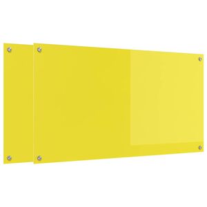 vidaXL Køkken bagvæg 2 pcs Gul 110 x 60 cm hærdet glas