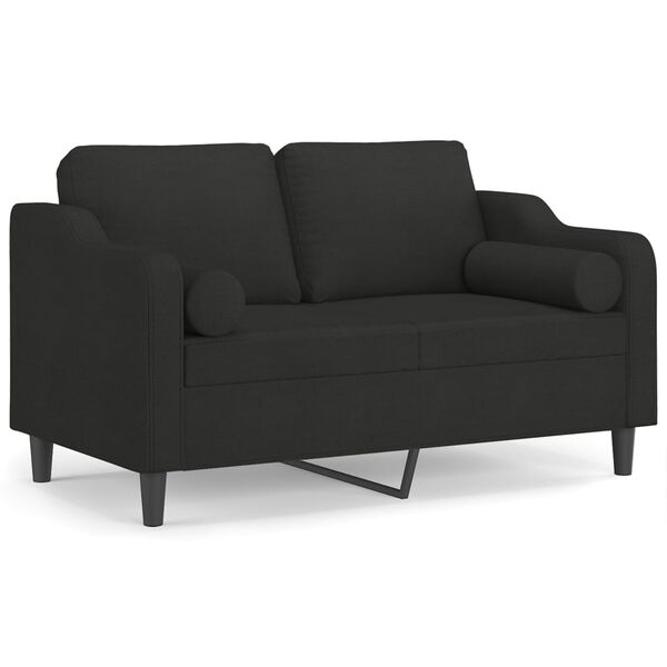 vidaXL 2-personers sofa med pyntepuder 120 cm stof sort