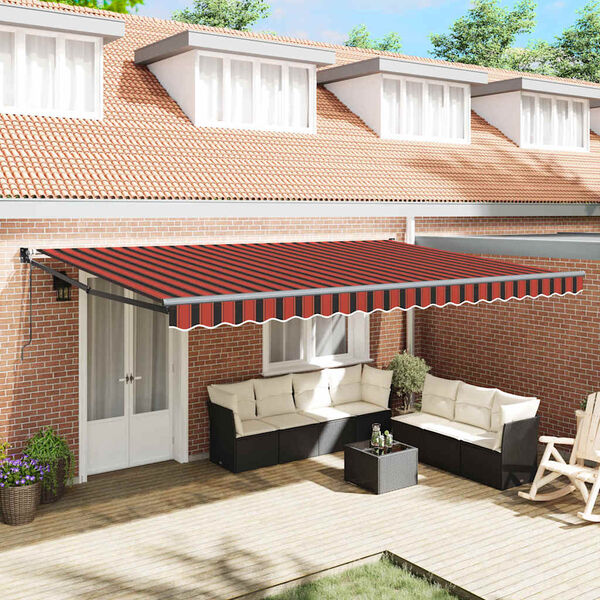 vidaXL Utrækkelig Markise Orange og Brun 500 × 300 cm Stof og Metal
