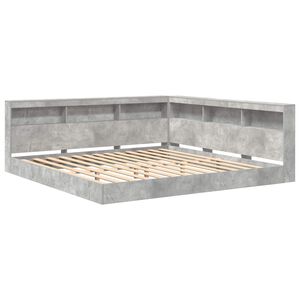 vidaXL Bogreol Seng med hylde Betongr&aring; 180 x 200 cm Konstrueret tr&aelig;