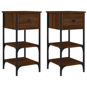 vidaXL sengeborde 2 stk. 34x36x70 cm brun egetr&aelig;sfarve