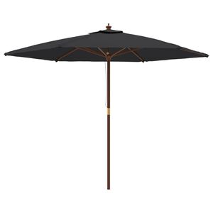vidaXL haveparasol med træstang 299x240 cm sort