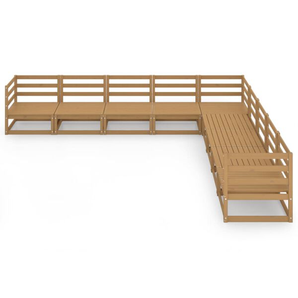 vidaXL loungesæt til haven 9 dele massivt fyrretræ gyldenbrun