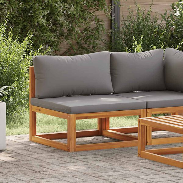 vidaXL midtersofadel med mørkegrå hynde massivt akacietræ