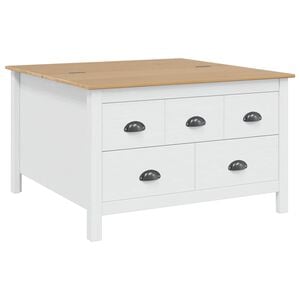 vidaXL Sofabord HILL Hvid og honningbrun 79,5 x 79,5 x 49 cm