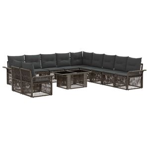 vidaXL Havesofa S&aelig;t 12 stk. Gr&aring; og M&oslash;rkegr&aring; polyrattan