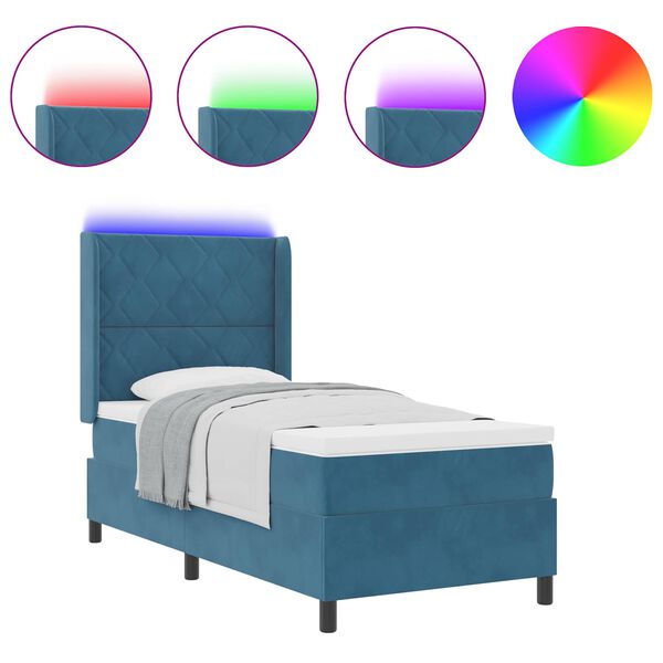 vidaXL Box spring seng med madras Bl&aring; 100 x 200 cm Fl&oslash;jl