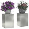 vidaXL Planteholder 2 pcs S&oslash;lv 24 x 24 x 35 cm Galvaniseret st&aring;l