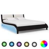 vidaXL sengestel med LED 140 x 200 cm kunstlæder sort og hvid
