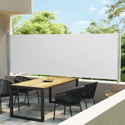 vidaXL sammenrullelig sidemarkise til terrassen 160x600 cm cremefarvet