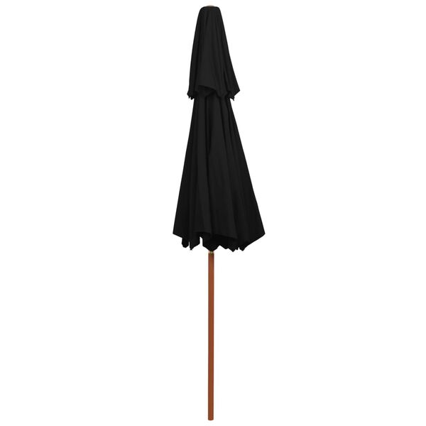 vidaXL parasol m. træstang 270 cm 2 niveauer sort