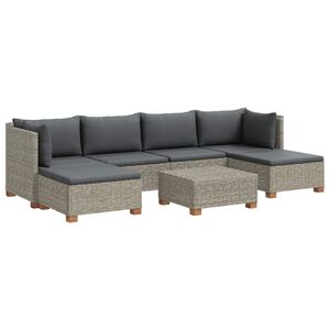 vidaXL 7 stk. Rattan Lounges&aelig;t med Puder GENDT Naturlig rattan