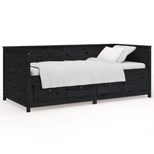 vidaXL daybed 90x200 cm massivt fyrretr&aelig; sort