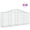 vidaXL buede gabionkurve 18 stk. 200x30x80/100 cm galvaniseret jern