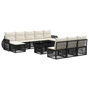 vidaXL Havesofa S&aelig;t 11 stk. Sort og Cremehvid polyrattan