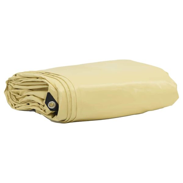 vidaXL Tarpaulin 650g / m&sup2; Beige 4 x 4 m L&aelig;rred med PVC-bel&aelig;gning