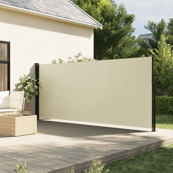 vidaXL sammenrullelig sidemarkise 180x600 cm cremefarvet