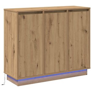 vidaXL LED Sideboard Artisan Egetr&aelig; 90 x 32 x 75 cm Konstrueret tr&aelig;