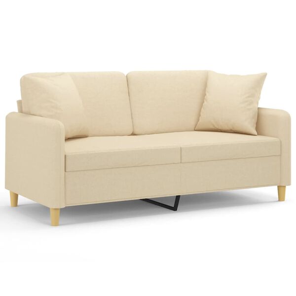 vidaXL 2-personers sofa med pyntepuder 140 cm stof cremefarvet