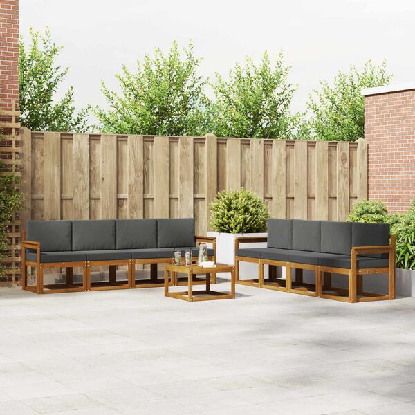 vidaXL Udend&oslash;rs sofagruppe med pude 9 pcs Naturlig og Antracit